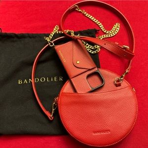 Bandolier Leah Bag, red and gold for IPhone 12/12 pro
